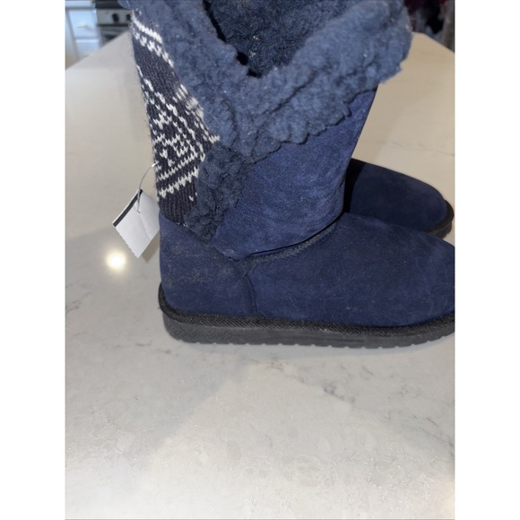 Shoes - Essentials by Muk Luks Womens Carey Wrap Boots Navy‎ Blue 7 M US Winter Faux Fur